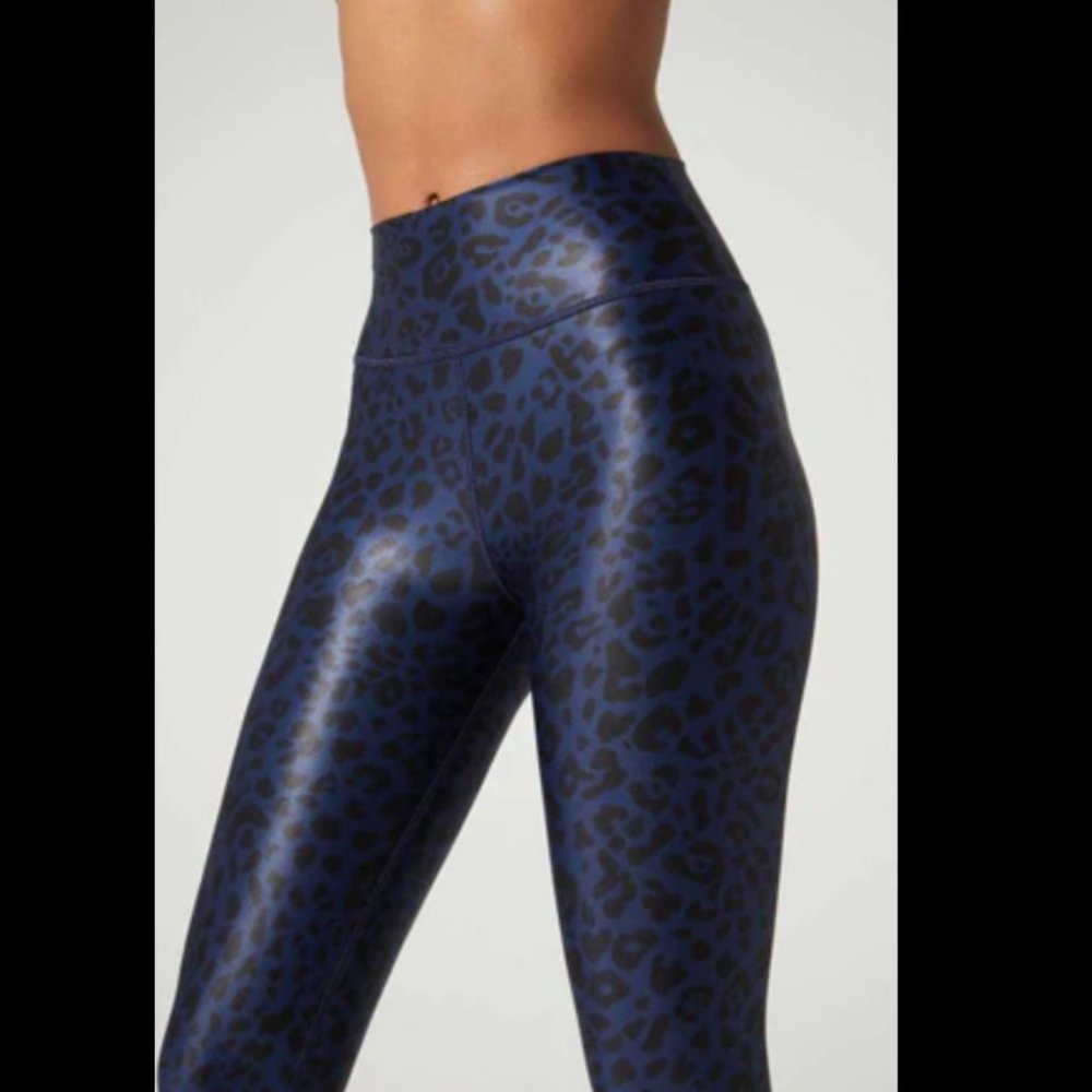 Wear It To Heart Bowie High Waist Yoga Pants / Legging - Satin Cheetah Navy - S